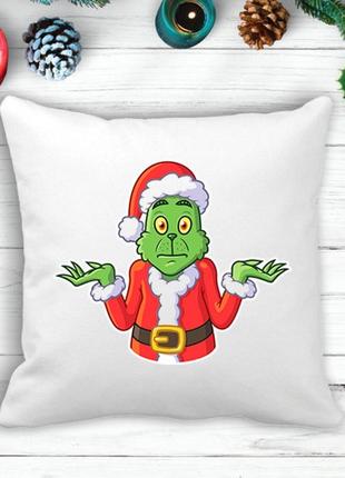 Подушка з новорічним принтом грінч (the grinch) розгублений