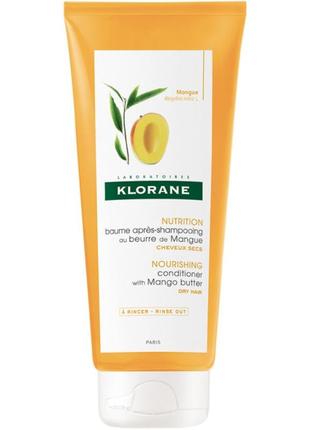 Кондиціонер для живлення і відновлення волосся klorane nourishing conditioner with mango butter 200 мл