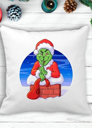Подушка з новорічним принтом грінч (the grinch) в димоході