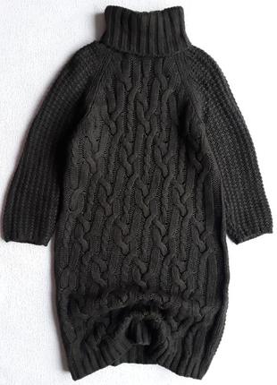 Платье-свитер zara ,объемной вязки,цвет хаки5 фото