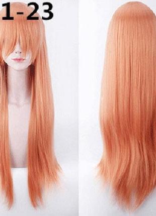 Шикарный парик 80см длинные прямые густые волосы аниме морковный