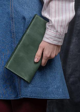Тревел-кейс кошелек, портмоне "emerald" ручної роботи, натуральна шкіра, на кнопці