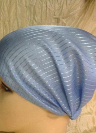 Косынка повязка солоха на резинке цвет голубой9 фото