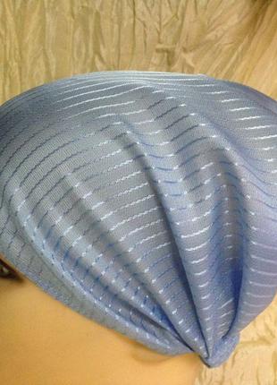Косынка повязка солоха на резинке цвет голубой2 фото