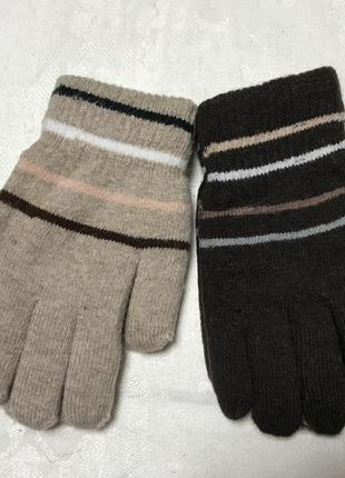 Перчатки подростковые двойные для девочек и мальчиков коричневый5 фото