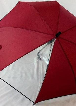 Бордовый подростковый зонт 8 спиц с прозрачной вставкой1 фото