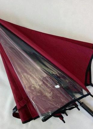 Бордовый подростковый зонт 8 спиц с прозрачной вставкой3 фото