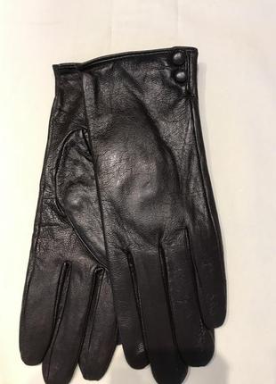 Женские кожаные тёмно коричневые  перчатки на кнопках3 фото