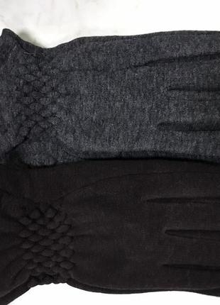 Подростковые трикотажные перчатки. на: флисе цвет чёрный и серый3 фото