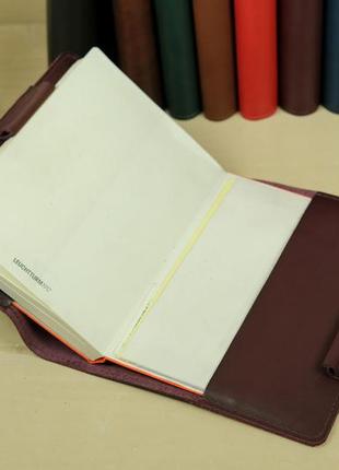 Кожаная обложка для ежедневника формата а5, модель №12, натуральная кожа итальянская краст, цвет бордо3 фото