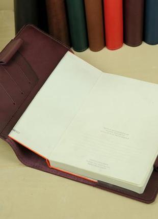 Кожаная обложка для ежедневника формата а5, модель №12, натуральная кожа итальянская краст, цвет бордо2 фото