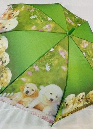 Детский зонт с собачками со свистком  зеленый