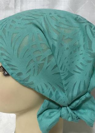 Косынка повязка солоха хлопковая на резинке цвет зелёный