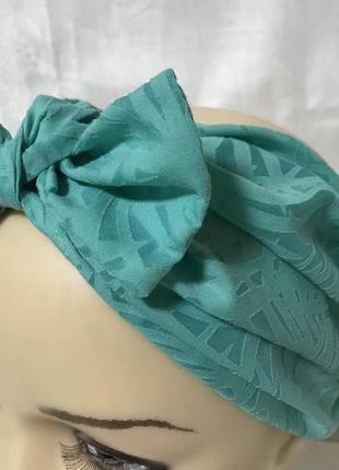 Косынка повязка солоха хлопковая на резинке цвет зелёный
