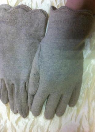 Кашемировые одинарные женские серые и бежевые перчатки