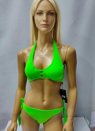 Женский однотонный купальник мягкая чашка  салатовый 44 евро