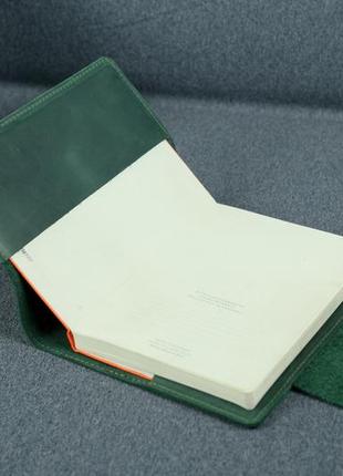 Кожаная обложка для блокнота а5 дизайн №2, натуральная винтажная кожа, цвет зеленый3 фото