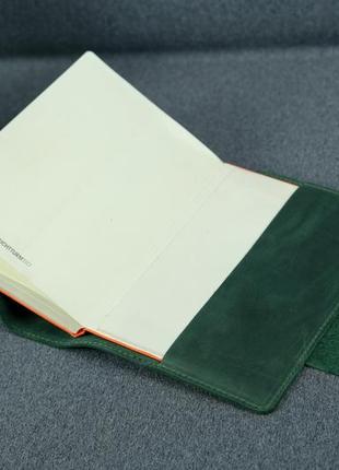 Кожаная обложка для блокнота а5 дизайн №2, натуральная винтажная кожа, цвет зеленый4 фото