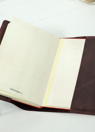 Кожаная обложка для блокнота а5 дизайн №1, натуральная винтажная кожа, цвет бордо3 фото