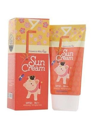 Солнцезащитный крем осветляющий с коллагеном elizavecca milky piggy sun cream spf50+/pa+++, 50ml