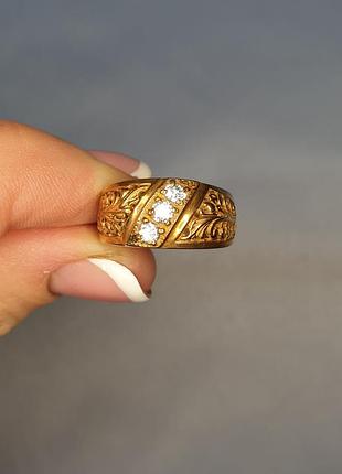 Перстень позолочений з кубічним цирконієм 22,5 3,4 г