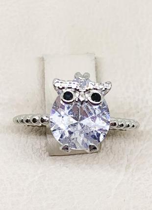 Каблучка срібна з кубічним цирконієм "сова" 17 3,25 г