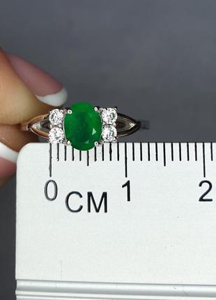 Кольцо серебряное с зеленым агатом 17 1,76 г4 фото