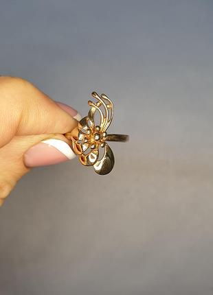 Кольцо позолоченное "цветок" 19,5 2,9 г
