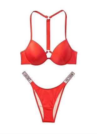 Купальник со стразами victoria's secret shine strap swimsuit верх р.34b низ xs бразильяна3 фото