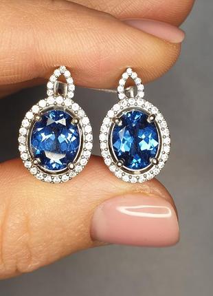 Сережки срібні з кварцем london blue "естель" 5,98 г