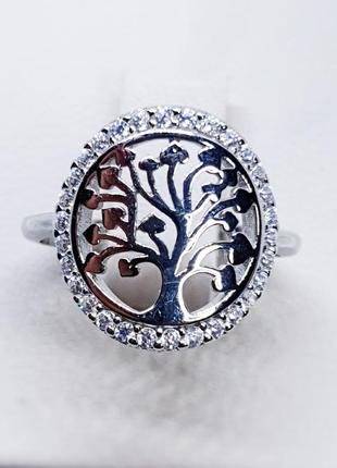 Кольцо серебряное с кубическим цирконием  "древо любви" 17 2,8 г2 фото