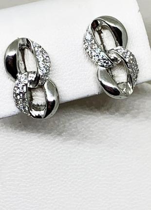 Сережки серебряные с кубическим цирконием "цепь" 3,83 г