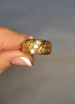 Кольцо позолоченное с кубическим цирконием 19 3,4 г