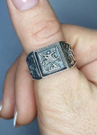 Кольцо серебряное "георгий победоносец" 18,5 7,59 г1 фото