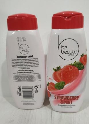 Крем-гель для душу be beauty strawberry & mint (полуниця з м'ятою), 400 ml. польща.