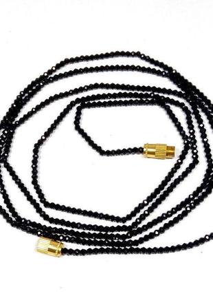 Колье из черной шпинели .длина 100 см .