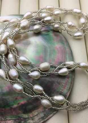 Ожерелье из жемчуга и бисера длина 38 см3 фото