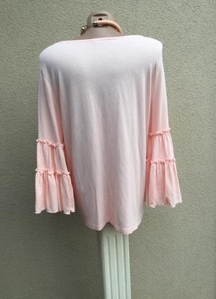 Розовая кофта,блуза трикотаж.вискоза ткань,воланы,рюши на рукавах,этно,бохо стиль3 фото