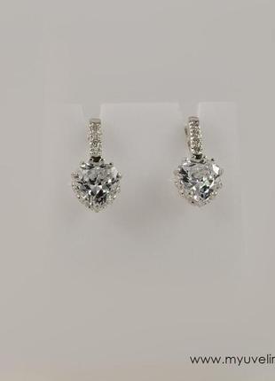 Сережки с камнем сердце