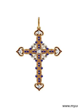 Золотой крест с цирконами