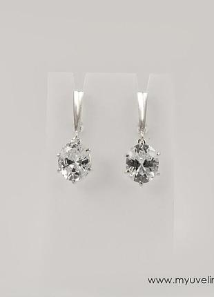 Серьги висюльки с фианитом