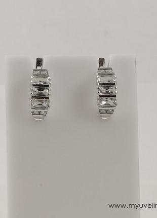 Серебряные серьги с прямоугольными камнями из серебра 925 пробы, магазин myuvelir