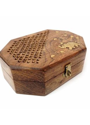 Скринька з червоного дерева восьмигранна слонік