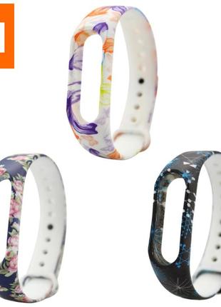 Силиконовые ремешки 3шт для фитнес браслета xiaomi mi band m2 с рисунком fq114. ремінець для xiaomi mi band m21 фото