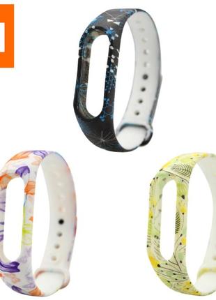 Силиконовые ремешки 3шт для фитнес браслета xiaomi mi band m2 с рисунком fq113. ремінець для xiaomi mi band m21 фото