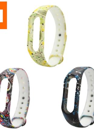 Силіконові ремінці 3шт для фітнес браслета xiaomi mi band m2 з малюнком fq116. ремінець для xiaomi mi band m2