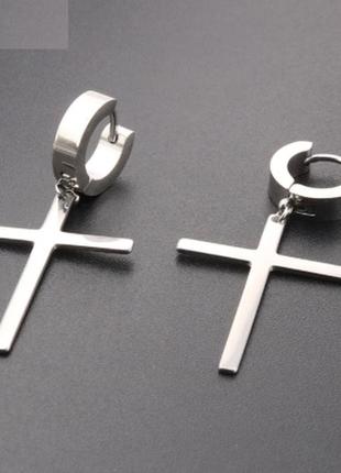 2шт крутые серьги крест рок готика кресты на кольце медицинская сталь унисекс5 фото