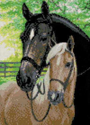 Алмазна вишивка "закохана пара коней" упряжка кохання повна викладка зашивка мозаїка 5d набори 30х40 см
