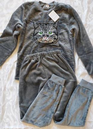 Пижама махровая кот