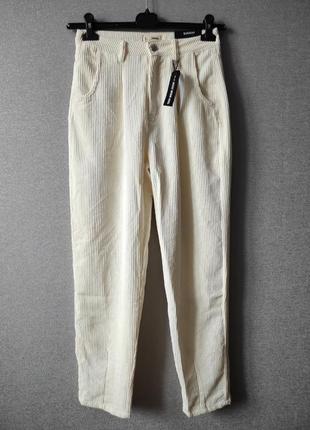 Вельветовые брюки-слоучи кремового цвета tally weijl3 фото